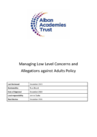 AAT Managing Low Level Concerns and Allegations against Adults Policy